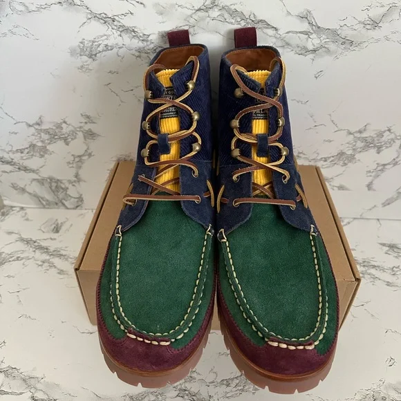 Polo Ralph Lauren Ranger Mid Country Corduroy Suede Leather Boots Men’s Size 9.5